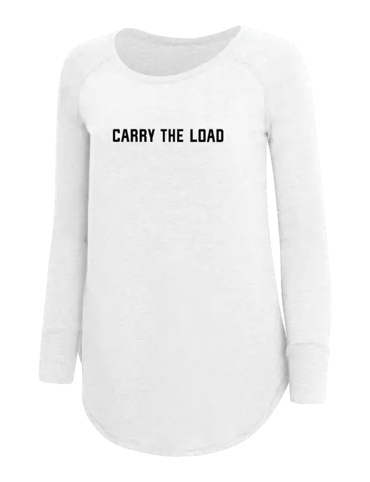 Womens Perfect Wide Collar Tunic Tri-Blend White 4.5 oz T-Shirt w/Carry The Load Logo