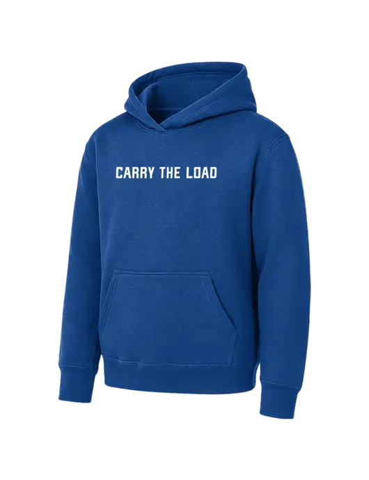 Youth Royal 7.8 oz Pullover Hooded Sweatshirt w/Carry The Load Logo