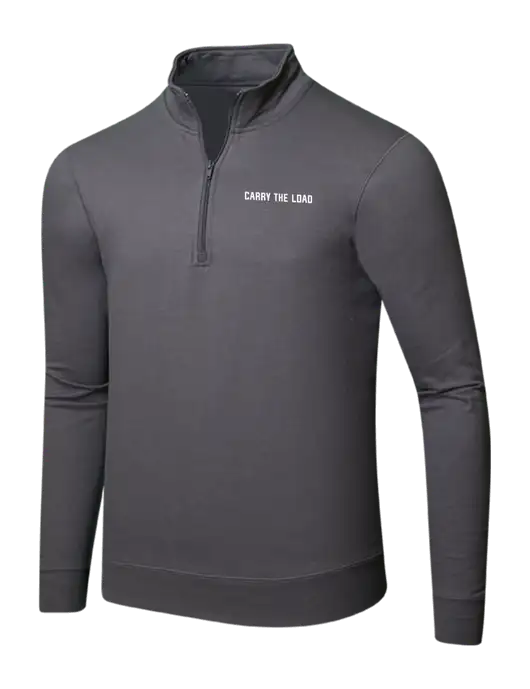 Charcoal 8.5 oz Ring Spun 1/4 Zip Pullover Sweatshirt w/Carry The Load Logo