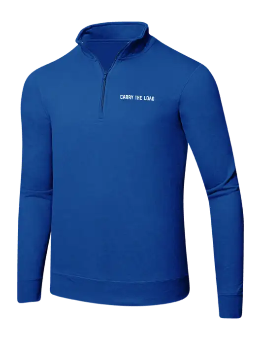 True Royal 8.5 oz Ring Spun 1/4 Zip Pullover Sweatshirt w/Carry The Load Logo