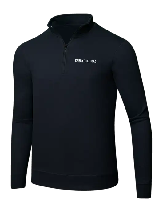 Jet Black 8.5 oz Ring Spun 1/4 Zip Pullover Sweatshirt w/Carry The Load Logo