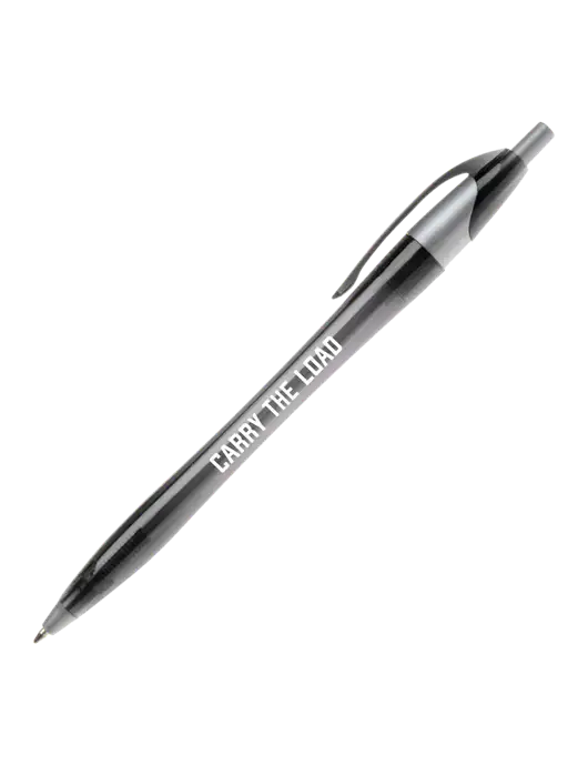 Novella Translucent Black/Silver Jewel Pen - Blue Ink w/Carry The Load Logo