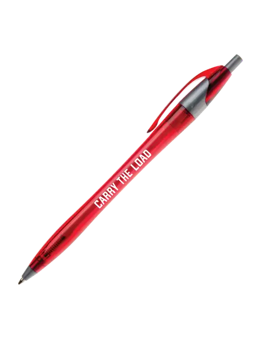 Novella Translucent Red/Silver Jewel Pen - Blue Ink w/Carry The Load Logo