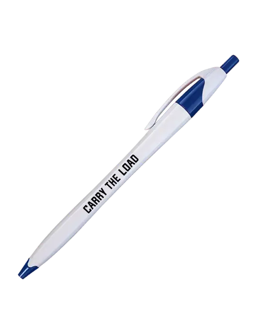 Novella White/Royal Classic Pen - Blue Ink w/Carry The Load Logo