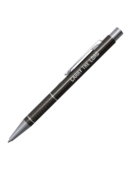 St George Gunmetal Pen - Blue Ink w/Carry The Load Logo