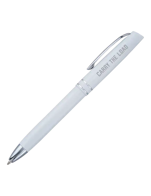 White Anguilla Black Ink Pen w/Carry The Load Logo