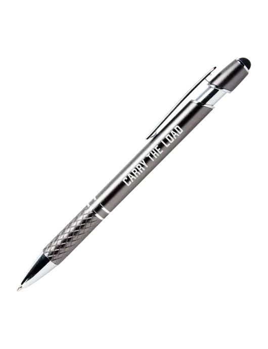 Valencia Gunmetal Stylus Pen - Black Ink w/Carry The Load Logo