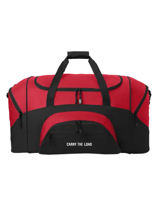 Standard Colorblock Red/Black Sport Duffel w/Carry The Load Logo