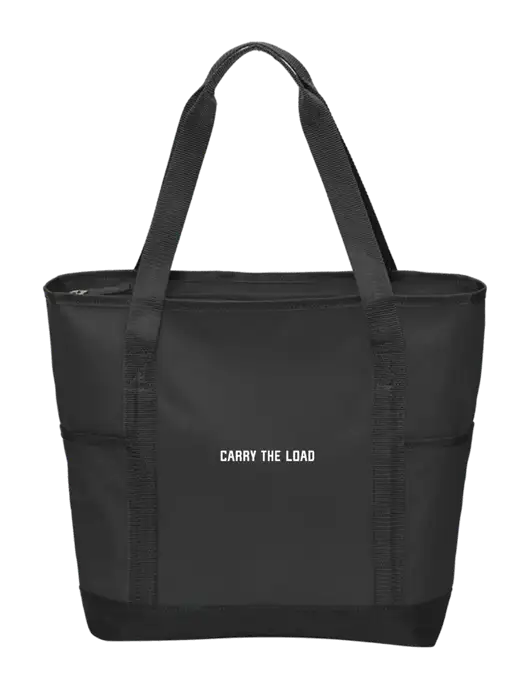 On the Go Black/Black Tote w/Carry The Load Logo