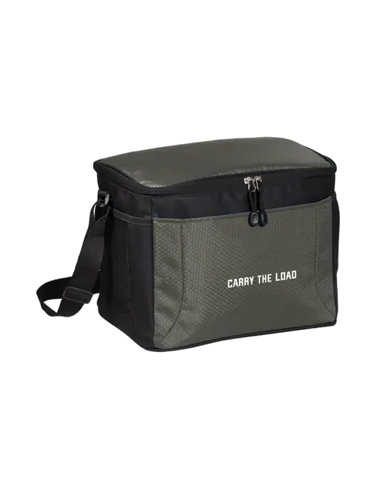 12 Can Grey/Black Cube Cooler w/Carry The Load Logo