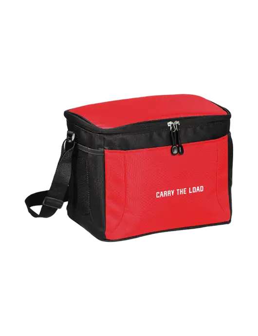 12 Can Red/Black Cube Cooler  w/Carry The Load Logo