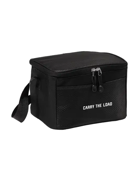 6 Can Black/Black Cube Cooler w/Carry The Load Logo