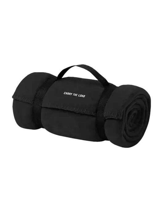 Casual Black Fleece Blanket With Strap w/Carry The Load Logo