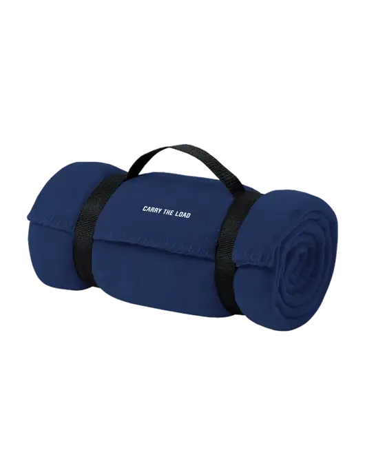 Casual Navy Fleece Blanket With Strap  w/Carry The Load Logo