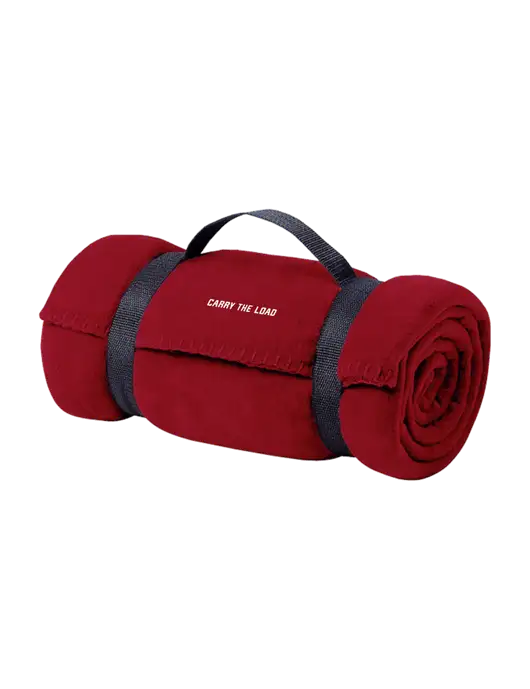 Casual Red Fleece Blanket With Strap w/Carry The Load Logo