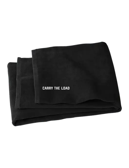 Black Beach Towel w/Carry The Load Logo