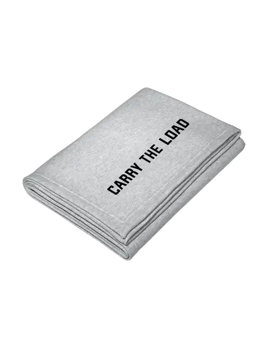 Core Light Grey Heather Fleece Sweatshirt Blanket w/Carry The Load Logo