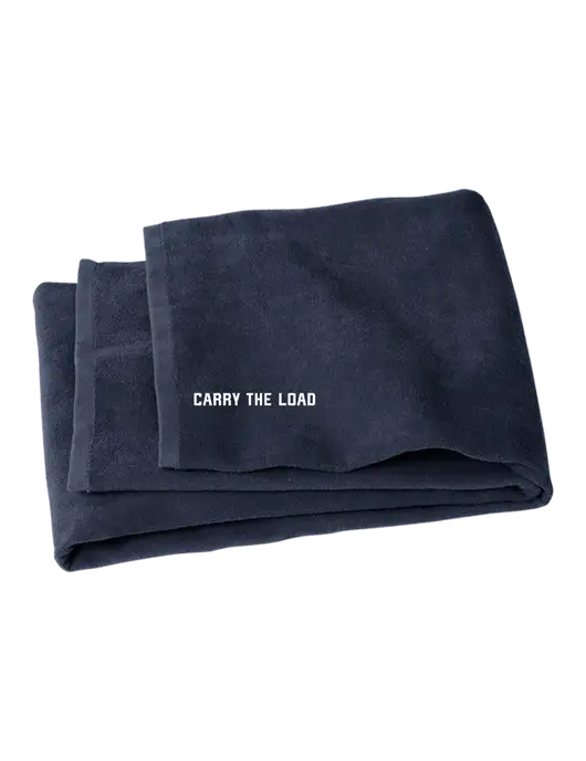 Navy Beach Towel w/Carry The Load Logo