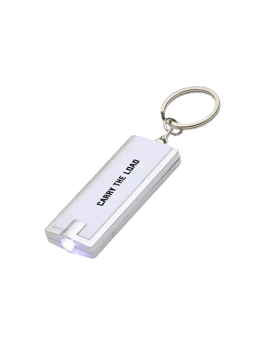 Simple Touch White LED Keychain w/Carry The Load Logo