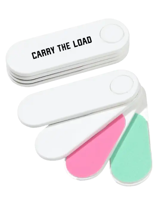 White Folding Nail Files & Buffer w/Carry The Load Logo