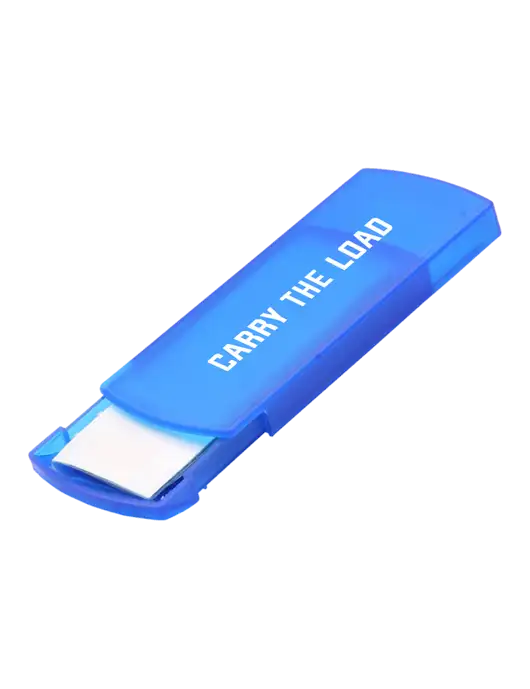 Slide Right Blue Bandage Dispenser w/Carry The Load Logo