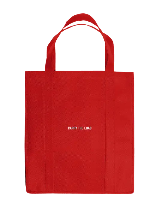 Eco Reusable Jumbo Red Shopping Bag w/Carry The Load Logo