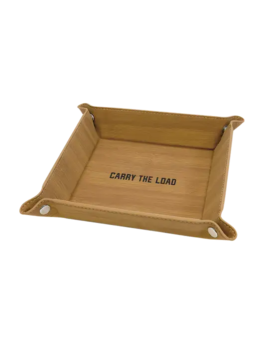 Bamboo Leatherette Valet Tray, 6 x 6 w/Carry The Load Logo