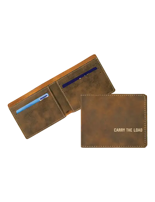 Rustic Leatherette Bifold Wallet w/Carry The Load Logo