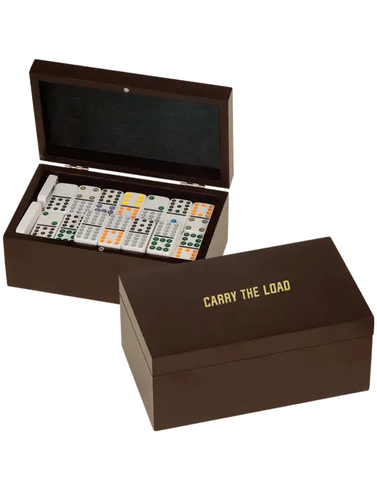 Rosewood Double Twelves 91 Piece Dominos Set w/Carry The Load Logo