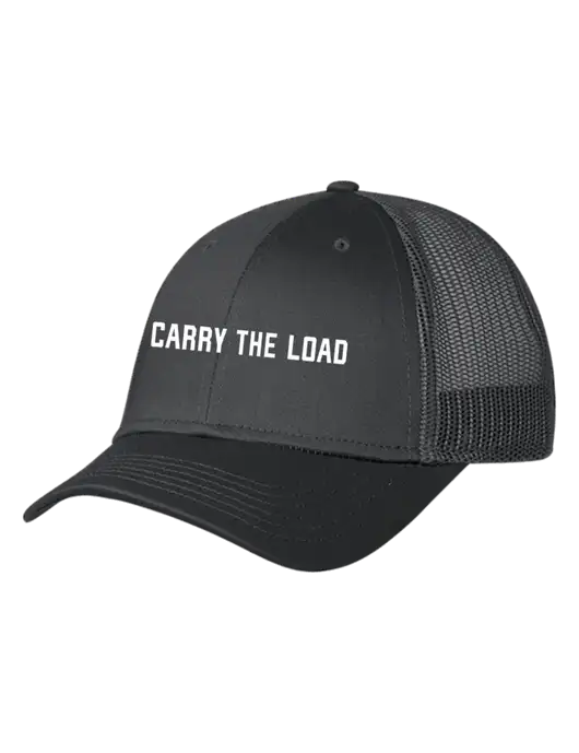 Charcoal Mesh Trucker Cap Snap Back w/Carry The Load Logo