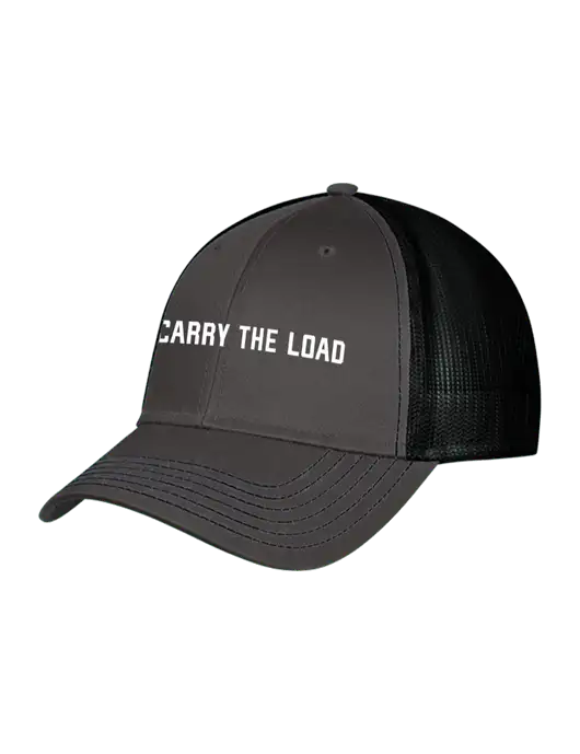 Charcoal/Black Mesh Trucker Cap Snap Back w/Carry The Load Logo