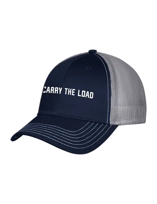Navy/Grey Mesh Trucker Cap Snap Back w/Carry The Load Logo