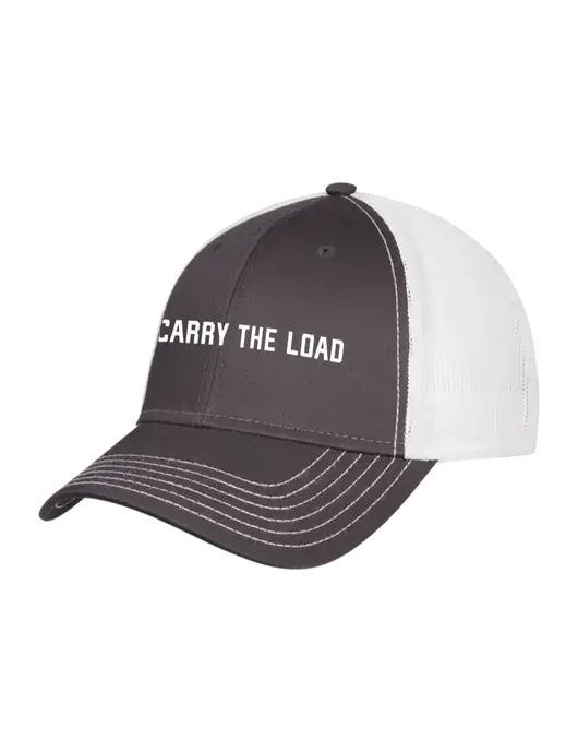 Charcoal/White Mesh Trucker Cap Snap Back w/Carry The Load Logo