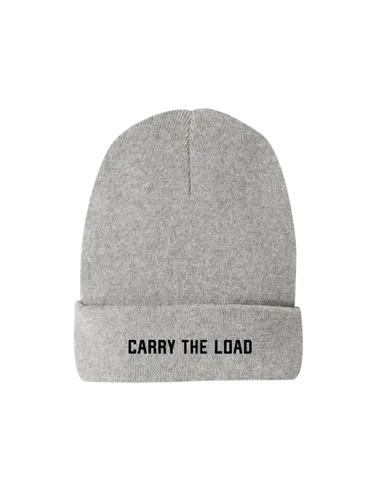 Recycled Light Heather Grey Beanie w/Carry The Load Logo