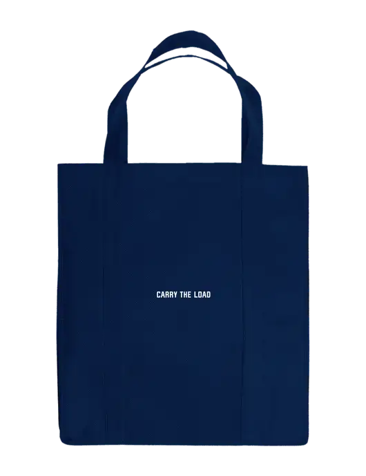 Eco Reusable Jumbo Navy Blue Shopping Bag w/Carry The Load Logo