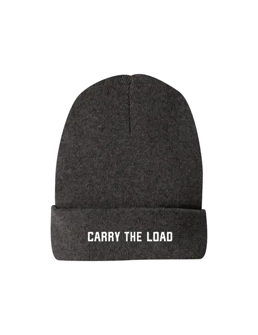 Recycled Charcoal Heather Beanie w/Carry The Load Logo