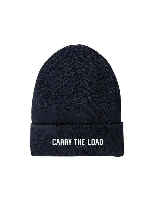 Recycled True Navy Beanie w/Carry The Load Logo