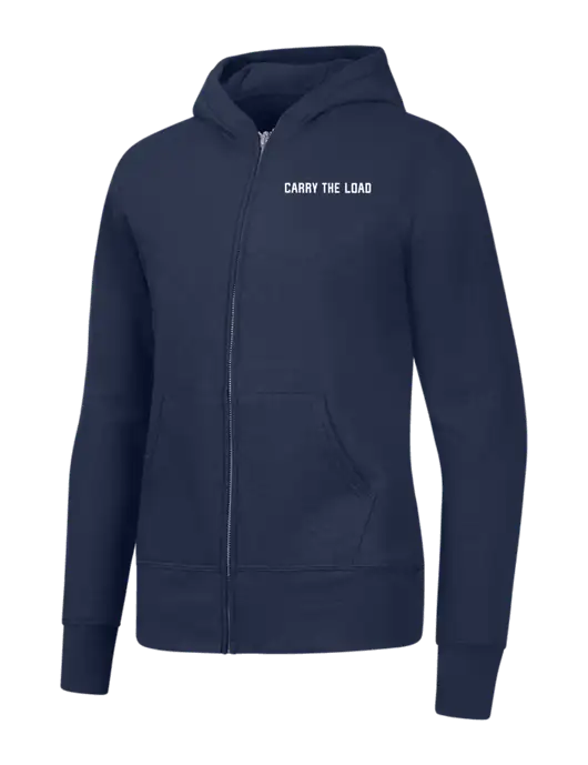 Navy Womens Core Fleece Full-Zip Hooded Sweatshirt w/Carry The Load Logo