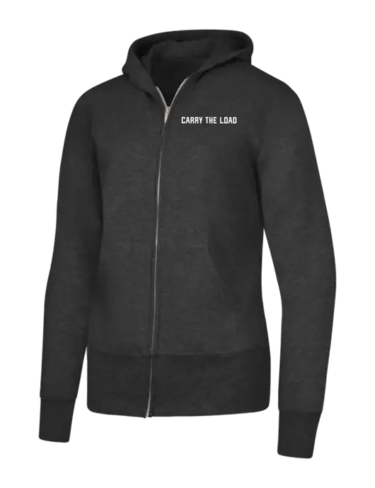 Dark Heather Grey Womens Core Fleece Full-Zip Hooded Sweatshirt w/Carry The Load Logo