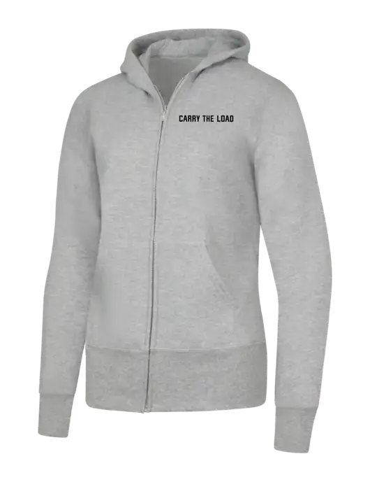Grey Heather Womens Core Fleece Full-Zip Hooded Sweatshirt w/Carry The Load Logo