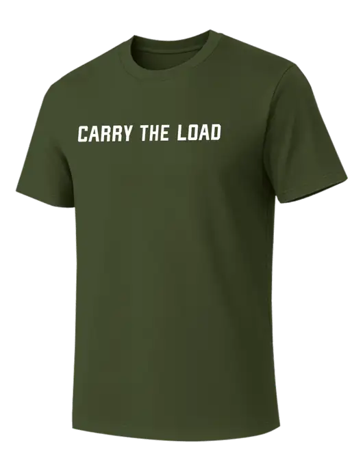 Allmade Dark Olive Green Organic Cotton Tee w/Carry The Load Logo