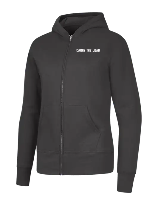 Charcoal Womens Core Fleece Full-Zip Hooded Sweatshirt w/Carry The Load Logo