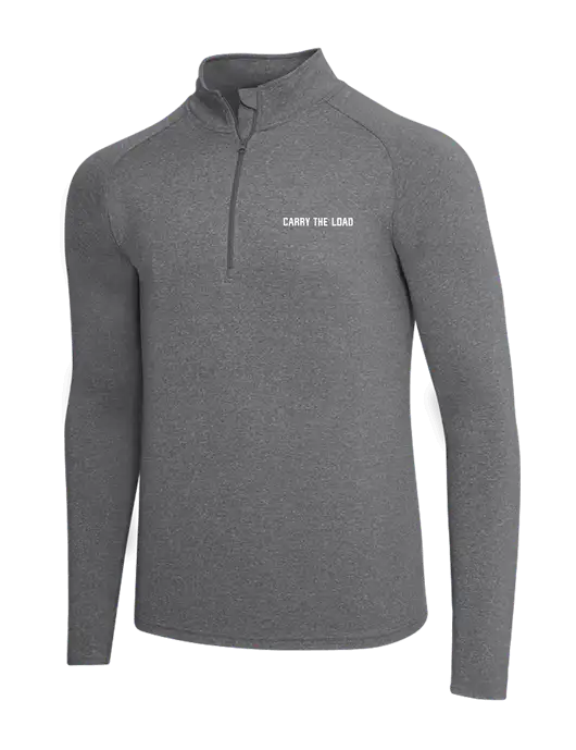 Dark Grey Heather Sport Wick Stretch 1/4 Zip Pullover w/Carry The Load Logo