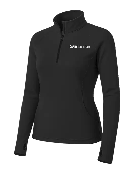 Charcoal Grey Womens Sport Wick Stretch 1/4 Zip Pullover w/Carry The Load Logo