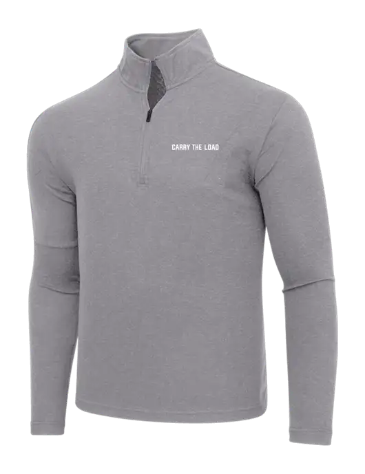 Adidas Medium Grey Melange 3 Stripes Quarter Zip Sweater w/Carry The Load Logo