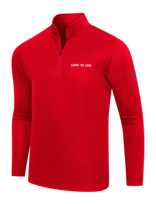 Adidas Red Lightweight Quarter Zip Pullover w/Carry The Load Logo