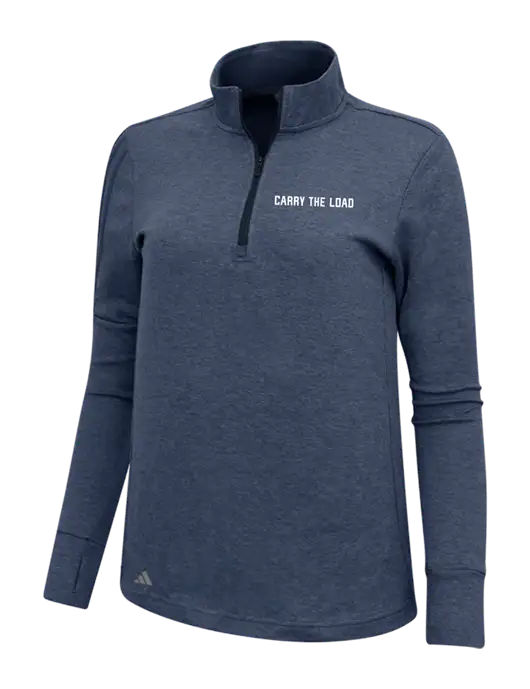 Adidas Navy Melange Womens 3 Stripes Quarter Zip Sweater w/Carry The Load Logo