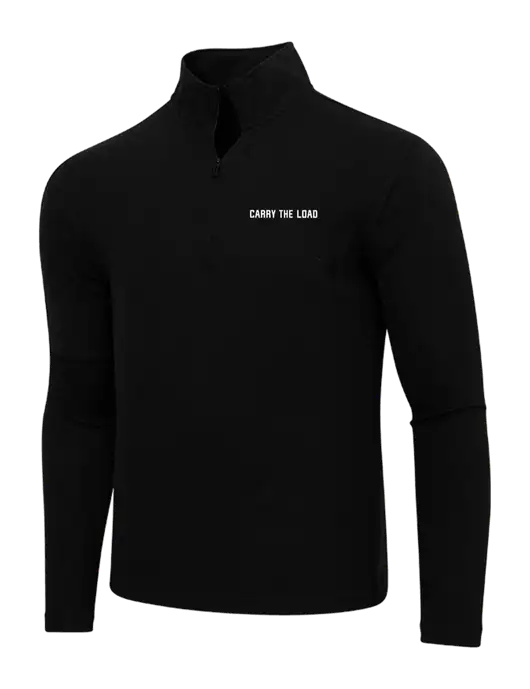 Adidas  Black Melange 3 Stripes Quarter Zip Sweater w/Carry The Load Logo