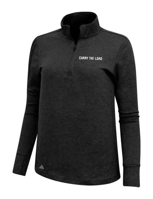 Adidas Black Melange Womens 3 Stripes Quarter Zip Sweater w/Carry The Load Logo