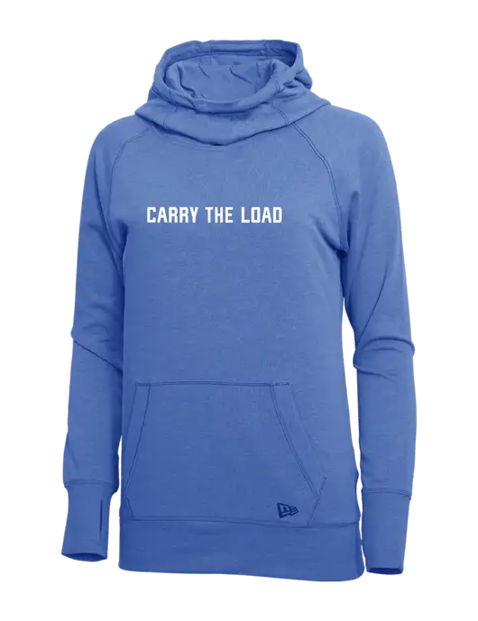 New Era Royal Heather Womens Tri-Blend Fleece Pullover Hoodie w/Carry The Load Logo